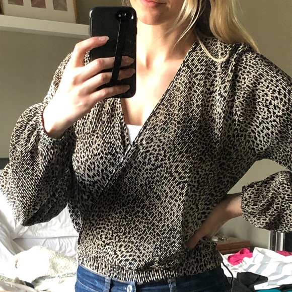 Dynamite wrap leopard print top, S - Picture 2 of 5